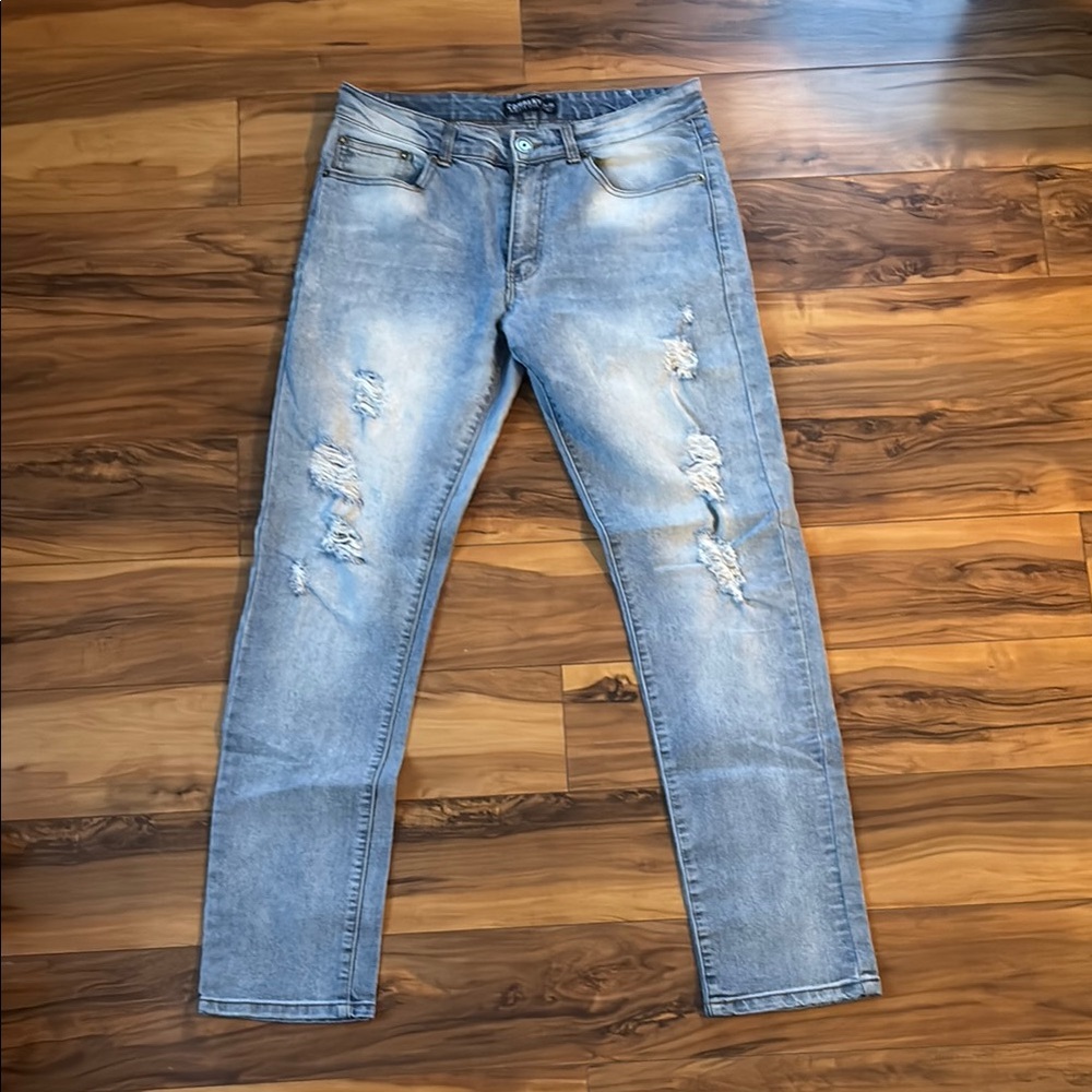 Slim Blue Distressed Jeans with Vintage Look